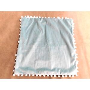 Decorative Throw Pillow Cover 17" x 17" with pom pom fringe  Mint green No brand